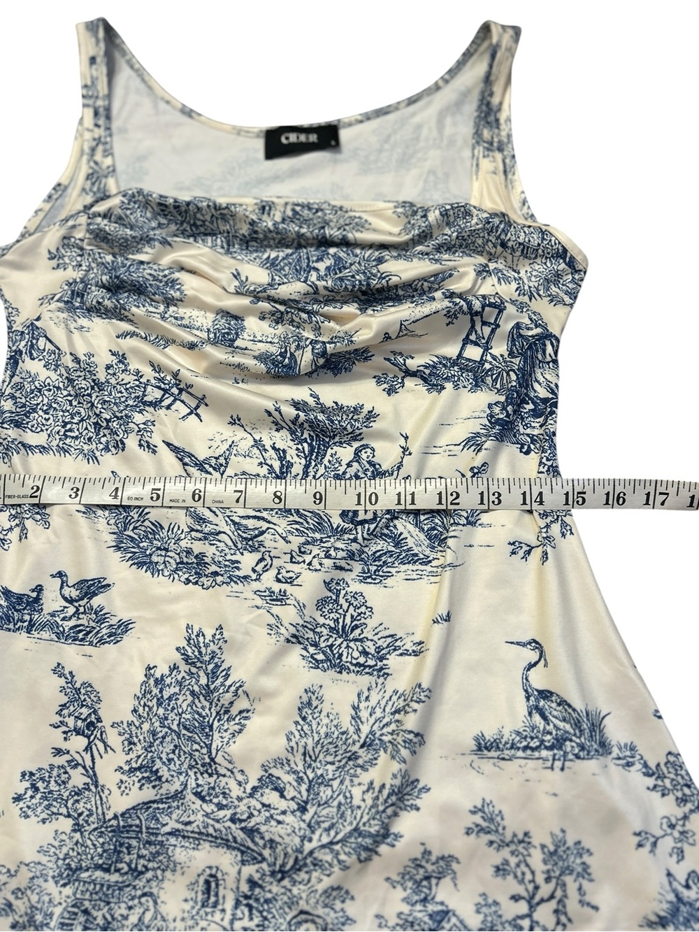 Cider White and Blue Toile Mini Dress - Picture 5 of 6